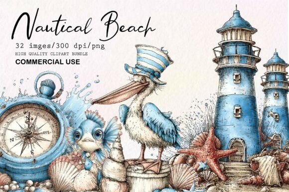 Download Whimsical Nautical Bech PNG Clipart Set - Set Collection