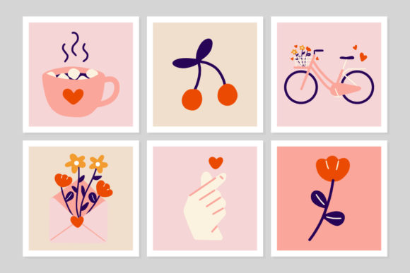 Download Set Valentine's Day Cute Greeting Cards - Set Collection