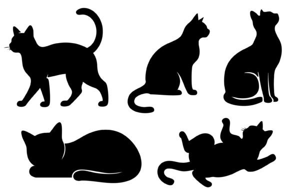 Download Black Cat Silhouette Vector Set - Set Collection