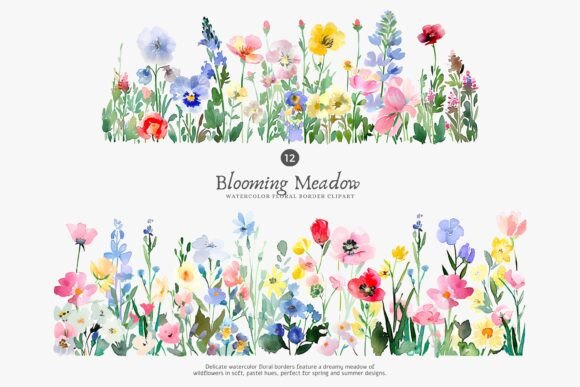 Download Watercolor Flowers Floral Border Set - Set Collection