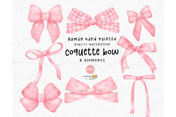Download Pink Coquette Ribbon Bow Watercolor Set - Set Collection