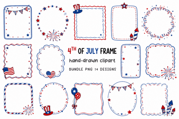 Download Hand-drawn 4th of July Frame Clipart Set - Set Collection