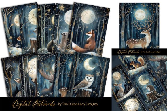 Download Frosty Forest Animals Postcard Set - Set Collection