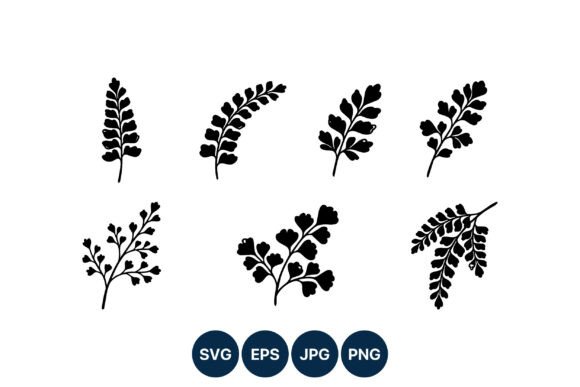 Download Black Fern Leaves Silhouette Vector Set - Set Collection