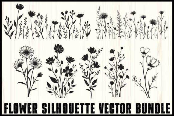 Download Wild Flower Silhouette Vector Set - Set Collection