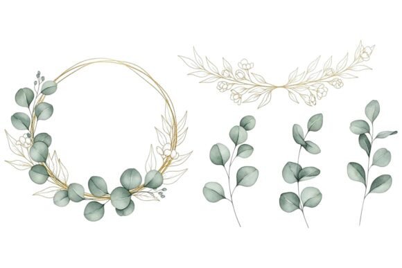 Download Gold Eucalyptus Wreath Floral Set - Set Collection