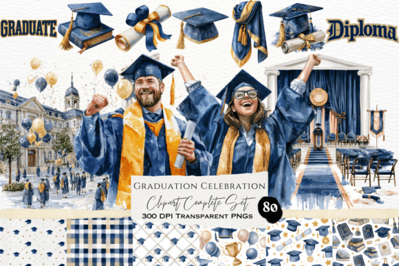Download Graduation Celebration Watercolor Set - Set Collection