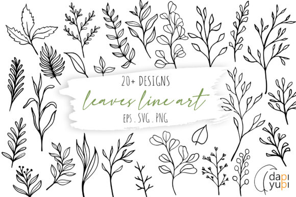 Download Botanical Line Art Clipart. Floral Set - Set Collection