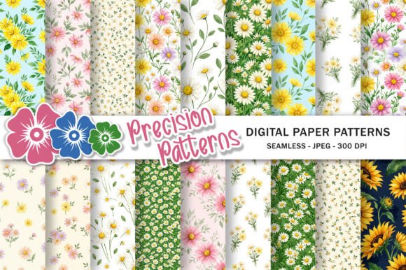 Download Daisy Seamless Pattern Set - Set Collection
