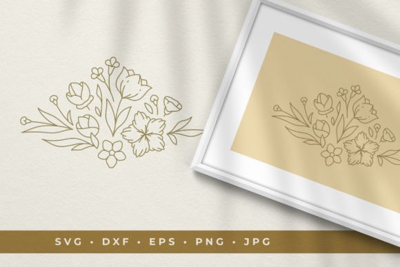 Download Floral Vignette Line Art Design Element - Design Collection