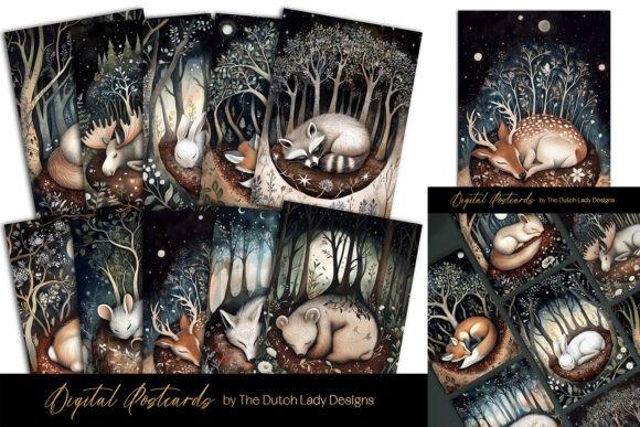 Download Sleepy Woodlands Postcard Designs - Design Collection