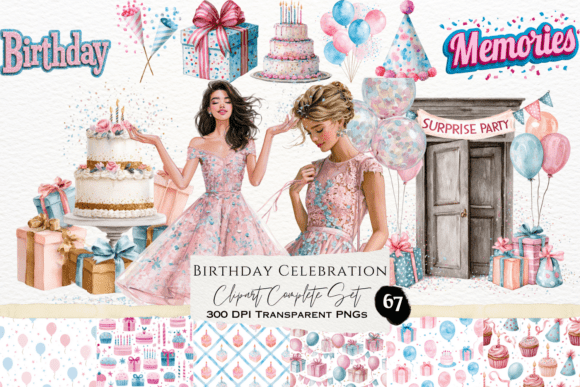 Download Birthday Celebration Watercolor Set - Set Collection