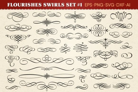 Download Flourishes Swirls Vector Set #1 - Set Collection