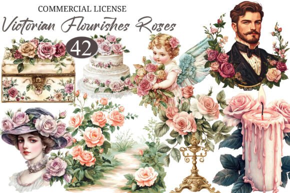 Download Victorian Flourishes Roses Clipart - Flourishes Collection