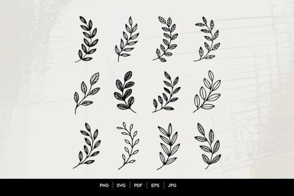 Download Leaf Branch Line Art SVG Set - Set Collection