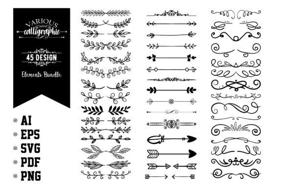 Download Various Calligraphic Design Elements Set - Set Collection