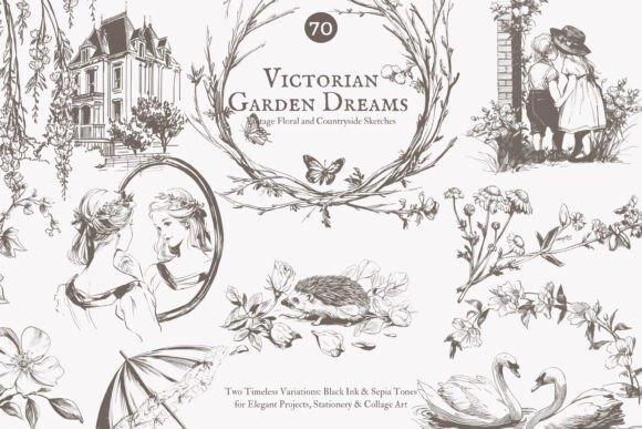 Download Vintage Clipart - Victorian Sketch Set - Set Collection