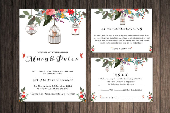 Download Printable Floral Wedding Invitation Set - Set Collection