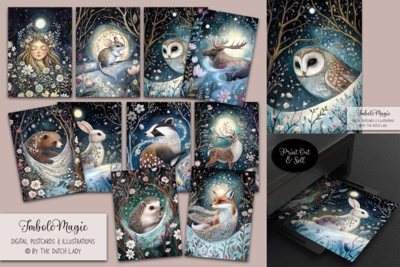 Download Imbolc Magic Postcard Illustration Set - Set Collection