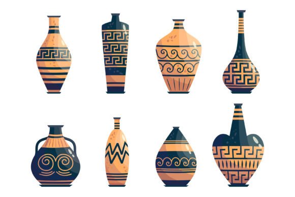 Download Greek Vase Ancient Jar Set Isolated - Set Collection