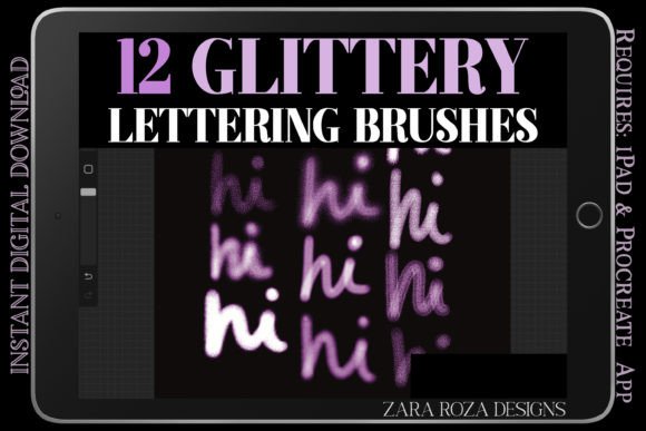 Download Procreate Glittery Lettering Brush Set - Set Collection